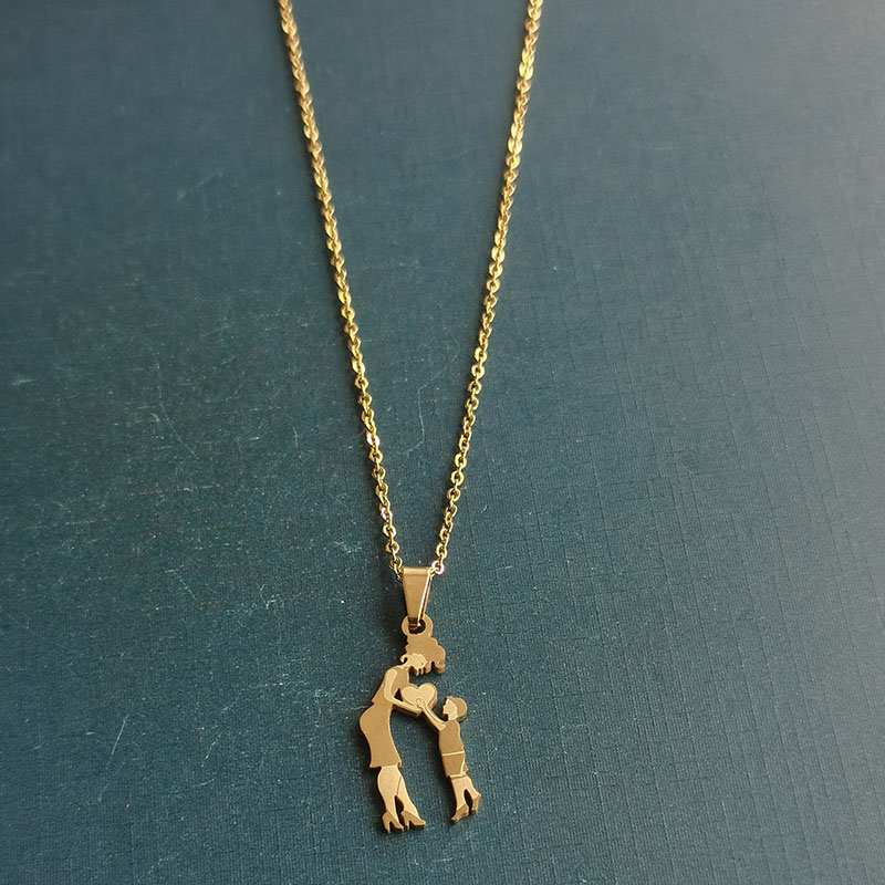 Titanium steel and stainless steel Mother's Day son necklace pendant, retro style, creative boy accessories, cross-border export detail image 4