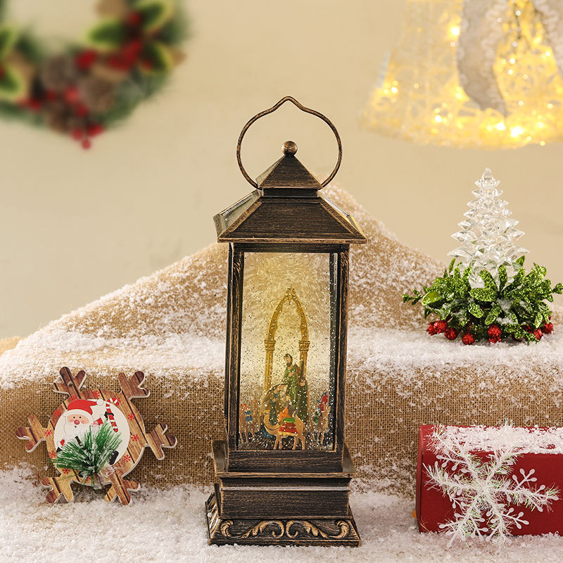 Christmas rotating rectangular night light, music box, snowflake crystal ball, music box, children's gift-giving scene display Application Scenario