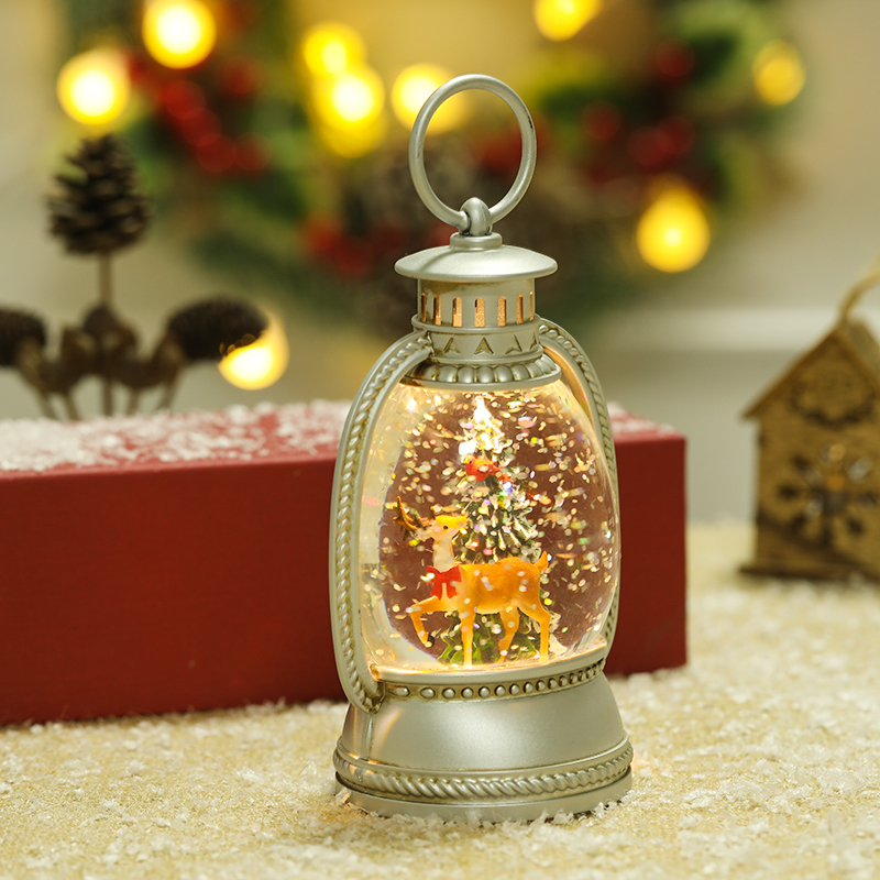 圣诞节迷你小马灯手摇飘雪花水晶球儿童送礼物场景摆件产品图