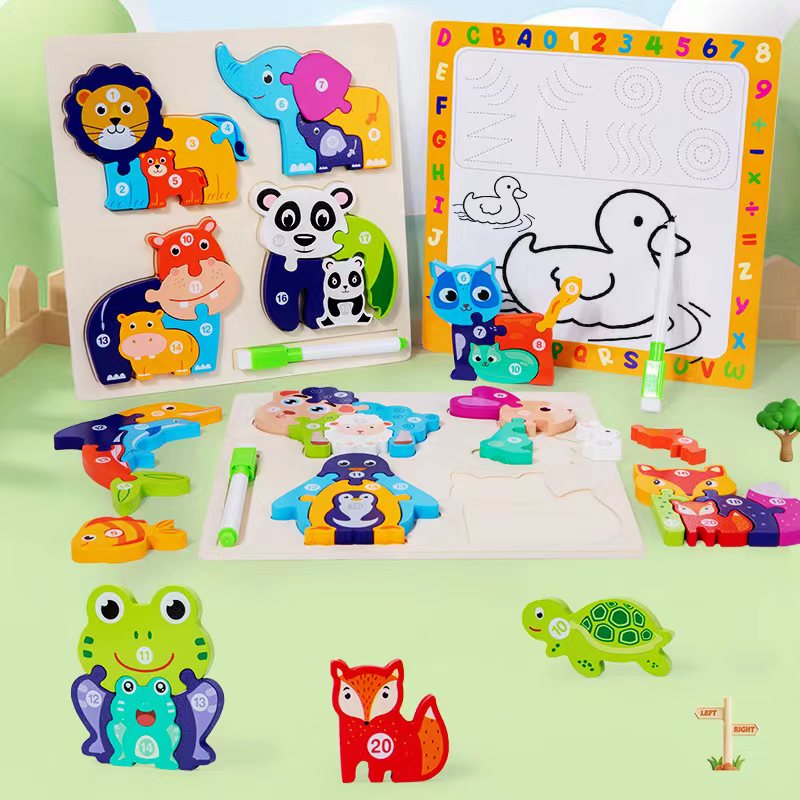 Wooden three-dimensional building blocks for early education of babies, cognitive and educational toys for children aged 1-3 detail image 3