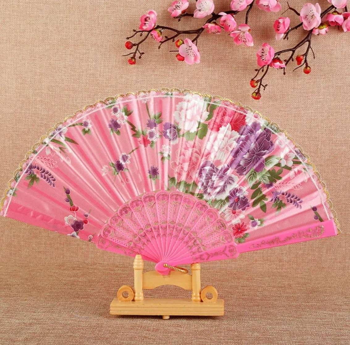 绸布金边扇子古风折扇古装汉服扇子学生随身携带塑料舞蹈折叠扇折扇女夏季中国风详情图4