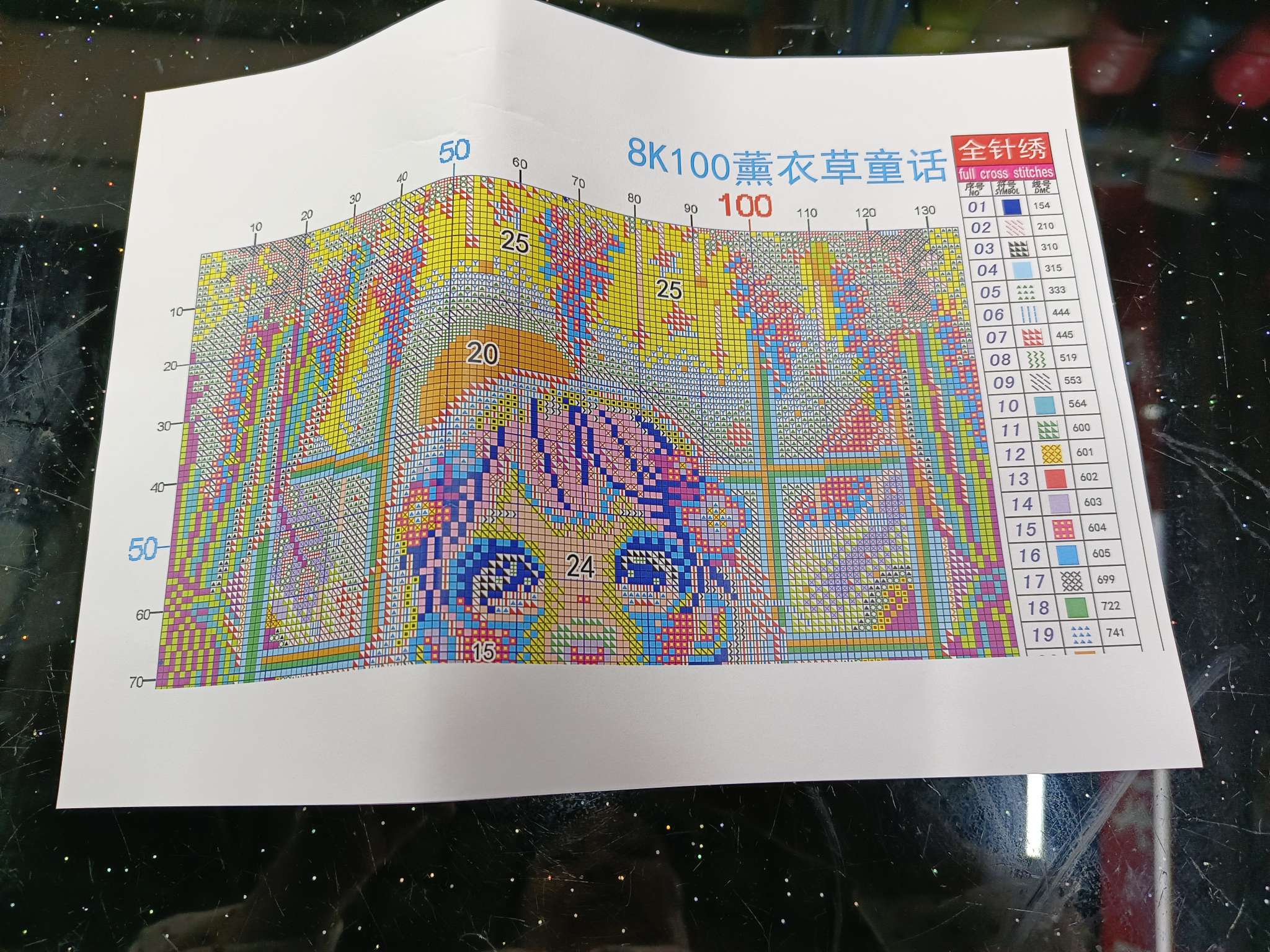 100%精准高清印花8K100薰衣草童话十字绣工艺品细节图