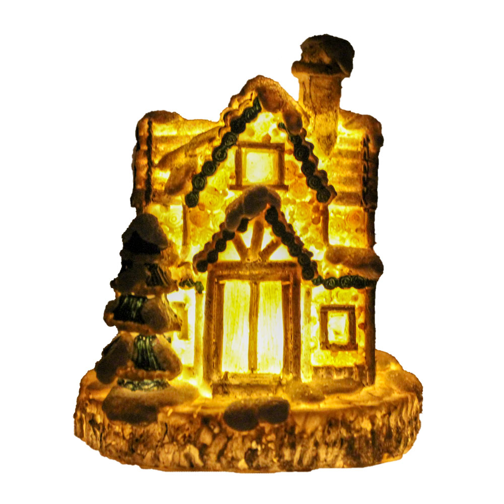 树脂工艺品摆件外贸出口圣诞LED小房子3D打印定制家居圣诞装饰品