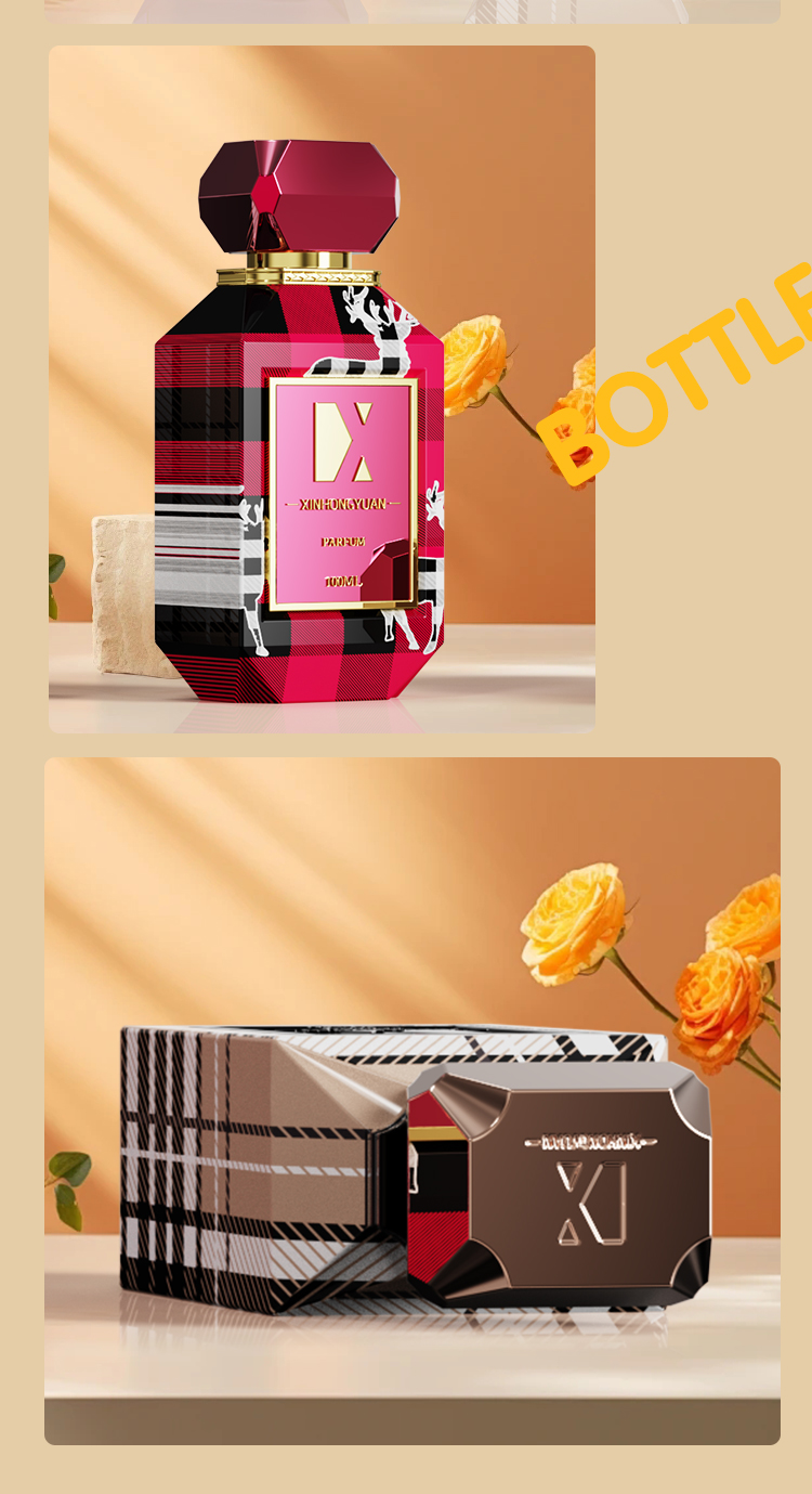 Factory direct sales of 100ml perfume bottles. The bottle body is spray-painted with logo and the bottom is thickened with a press-type nozzle pic 6