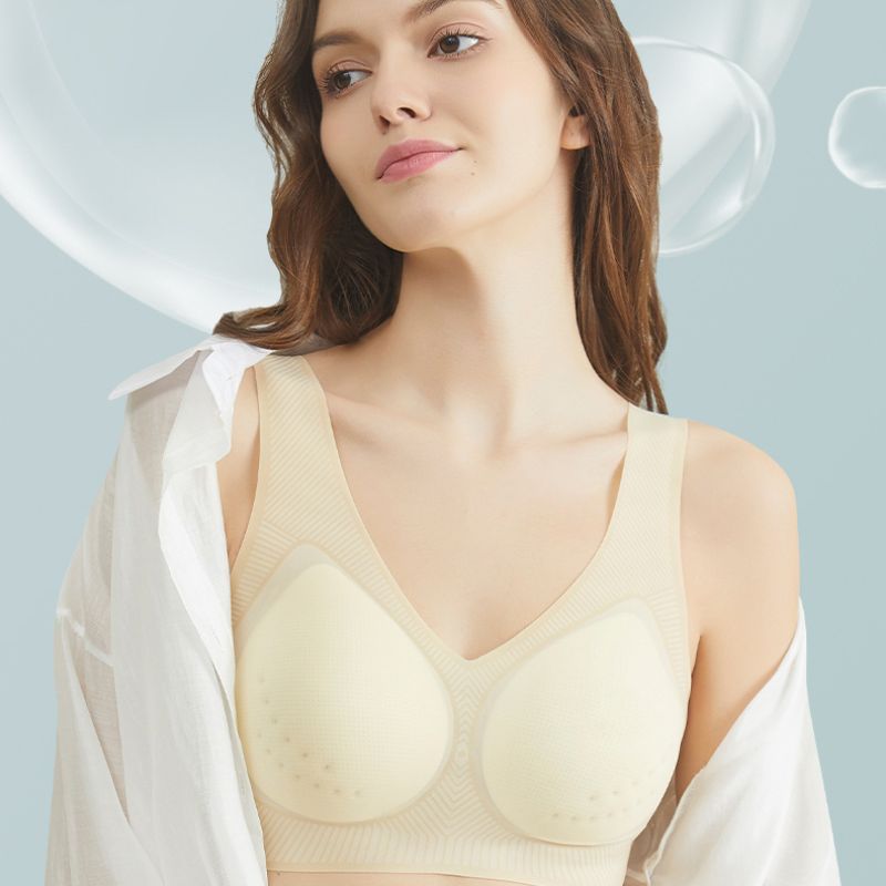 Summer ultra-thin, cool, breathable, perforated cup breathing bra, small cool breeze, vest-style seamless underwear