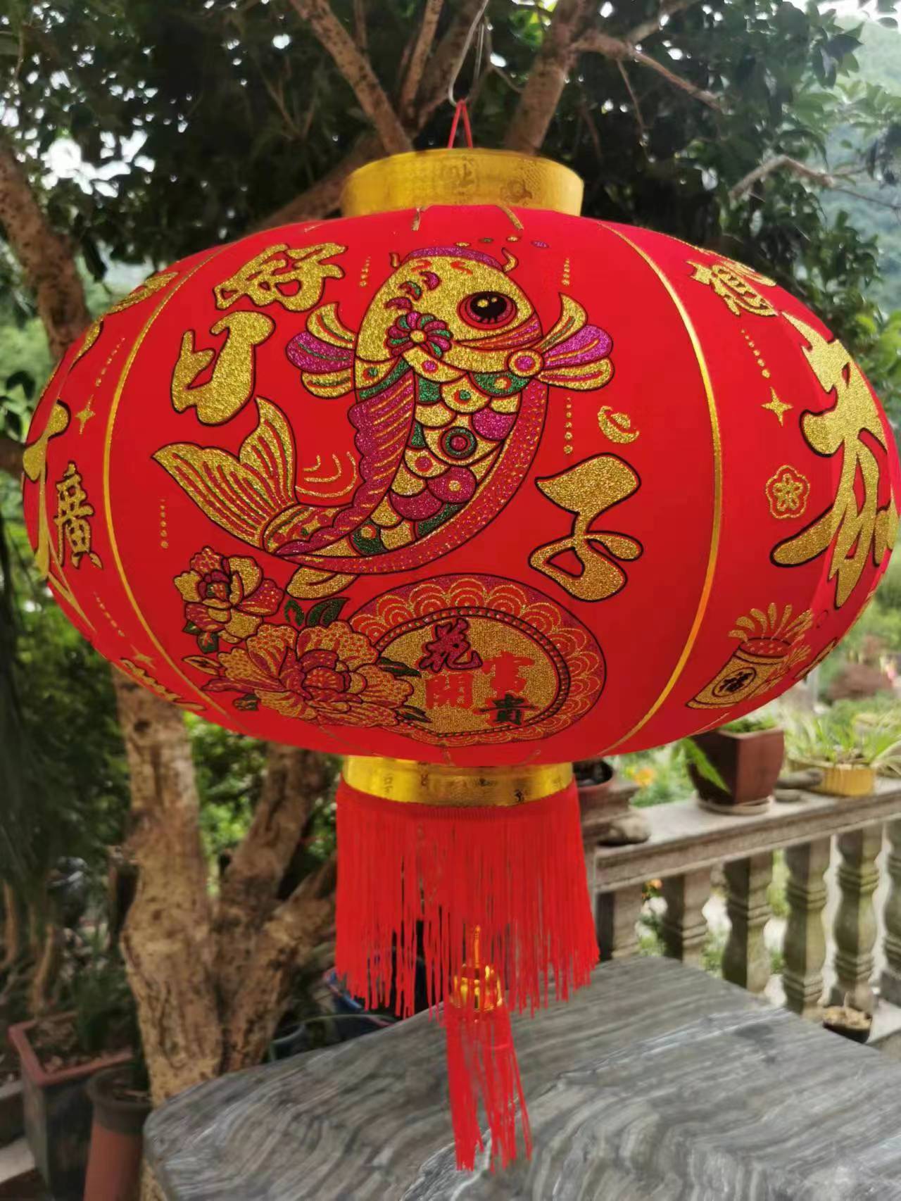 80号-150号直绒大灯笼，非遗地摊小灯笼植绒 旋转灯笼结婚