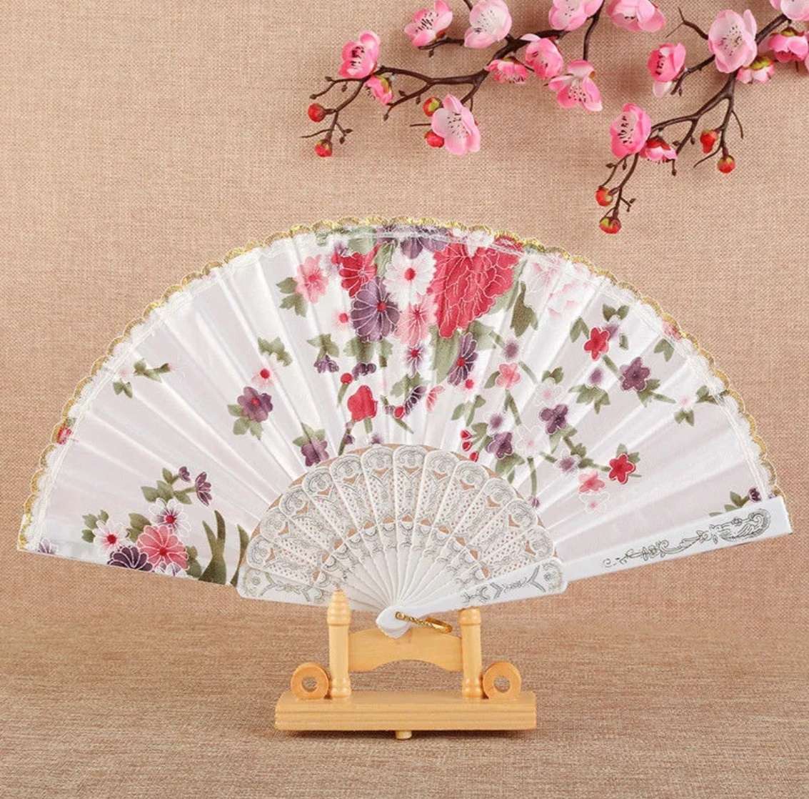 绸布金边扇子古风折扇古装汉服扇子学生随身携带塑料舞蹈折叠扇折扇女夏季中国风详情图5
