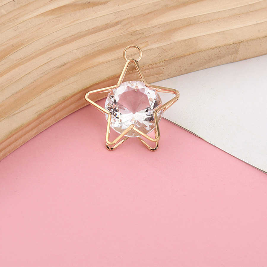 DIY metal five-pointed star glass drill schoolbag, mobile phone chain, plush small pendant, hanging accessory design, best-selling hanging accessory Item Picture