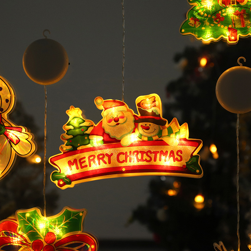 跨境货源led圣诞老人装饰灯卡通橱窗氛围彩灯批发圣诞节吸盘灯