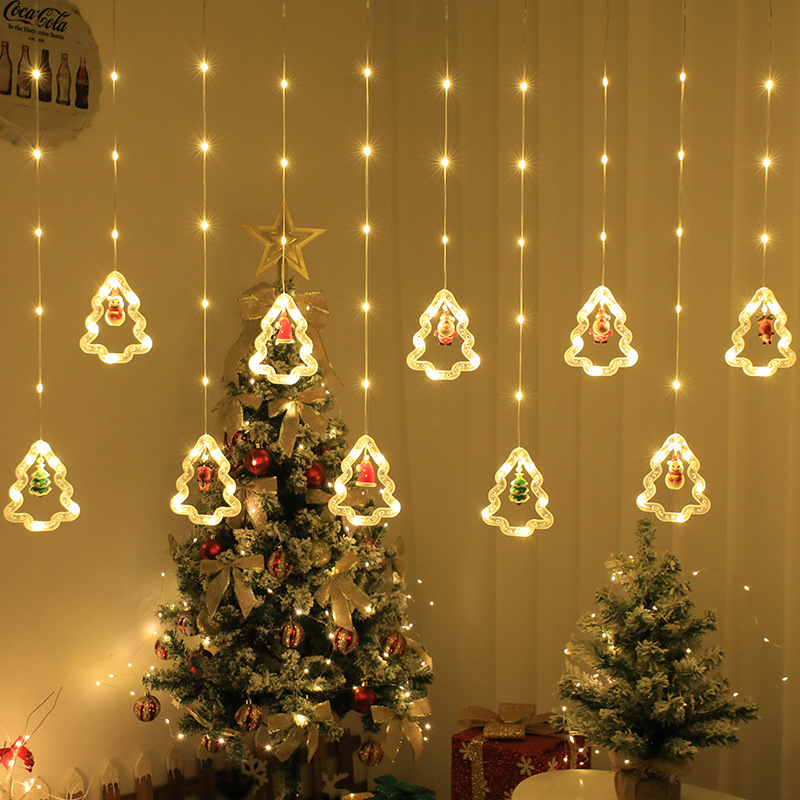 跨境圣诞圆环窗帘灯皮线创意挂件led灯串节日卧室氛围圣诞窗帘灯产品图
