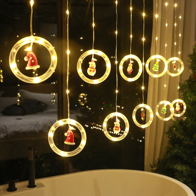跨境圣诞圆环窗帘灯皮线创意挂件led灯串节日卧室氛围圣诞窗帘灯详情图4