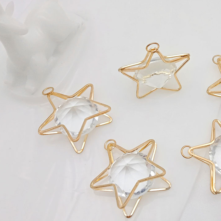DIY metal five-pointed star glass drill schoolbag, mobile phone chain, plush small pendant, hanging accessory design, best-selling hanging accessory