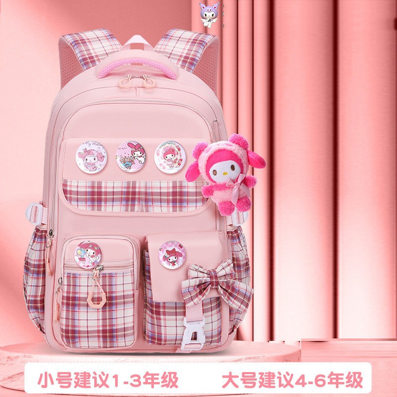 Children's schoolbag for primary school girls, large-capacity backpack with reduced load and spine support, 12