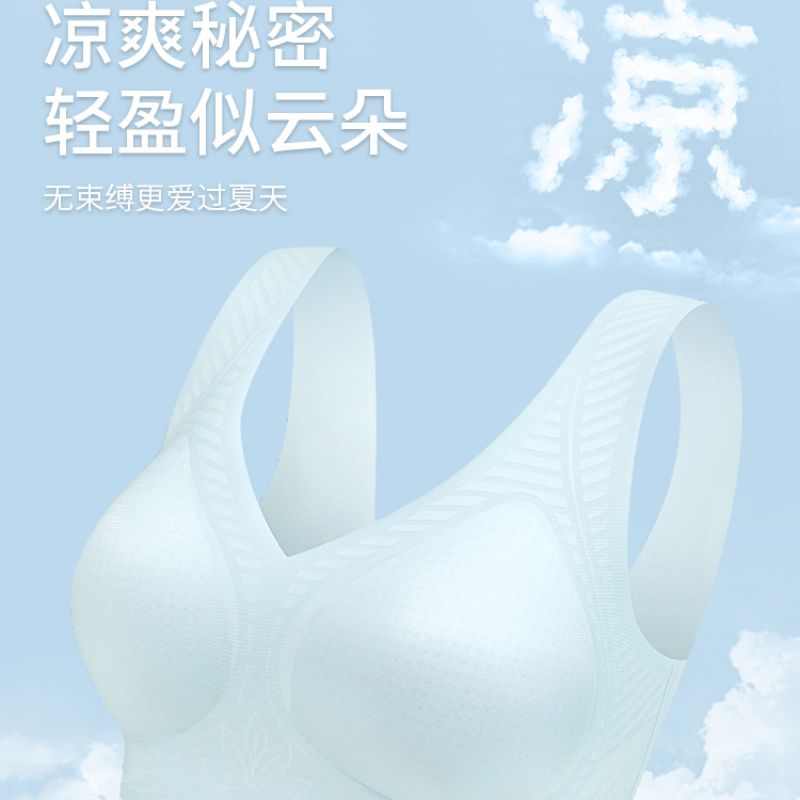 Ultra-thin jelly traceless underwear for women, making large breasts look smaller, gathering summer thin semi-fixed cup beautiful back cool feeling bra details Picture
