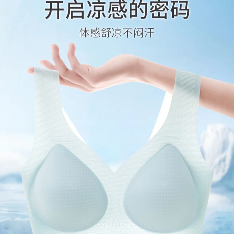 Ultra-thin jelly traceless underwear for women, making large breasts look smaller, gathering summer thin semi-fixed cup beautiful back cool feeling bra Specification image