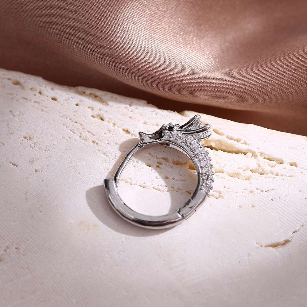 diy cross-border new electroplated copper earrings, zodiac dragon ear buckles, gold and silver zircon earrings and accessory materials Item Picture