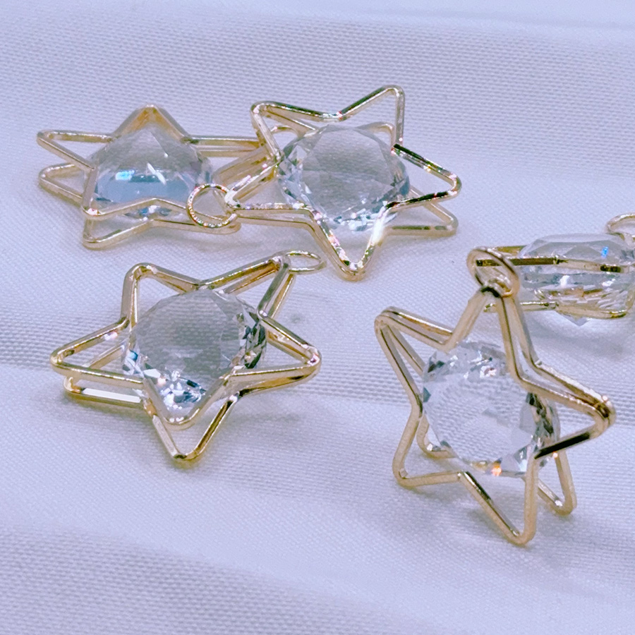 DIY metal five-pointed star glass drill schoolbag, mobile phone chain, plush small pendant, hanging accessory design, best-selling hanging accessory details Picture