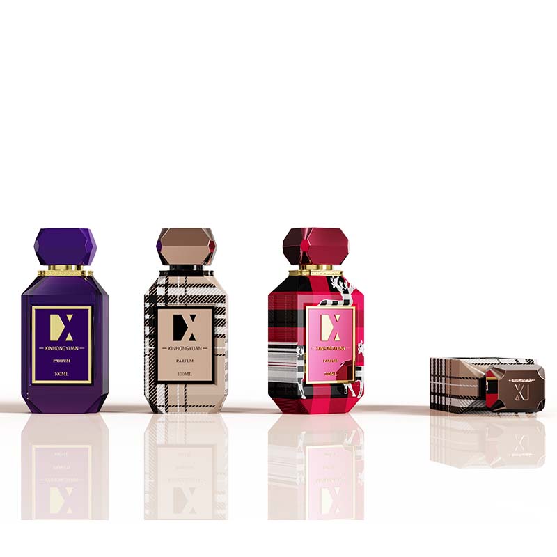 Factory direct sales of 100ml perfume bottles. The bottle body is spray-painted with logo and the bottom is thickened with a press-type nozzle