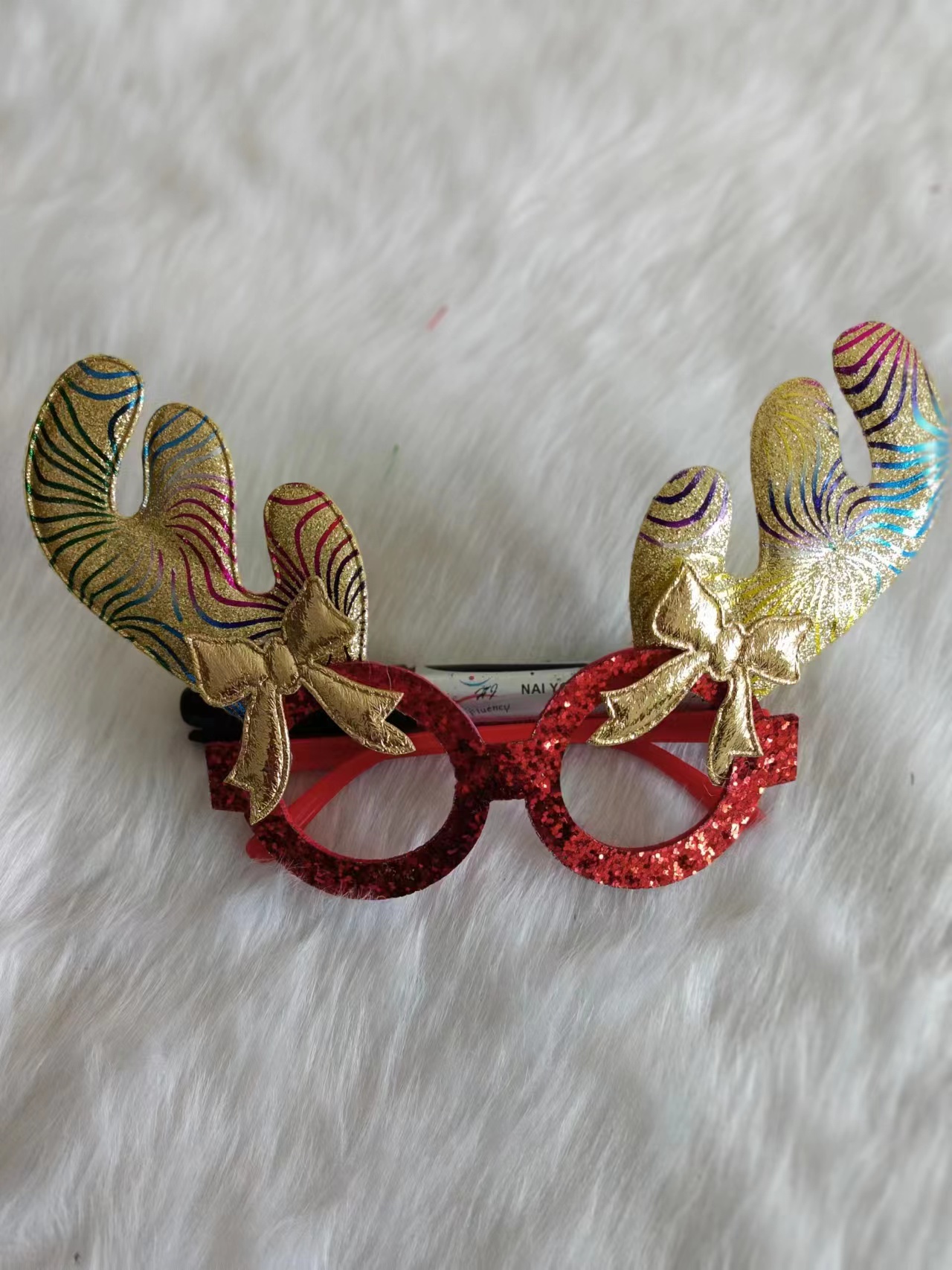 Christmas decorative glasses, Christmas antler glasses, Christmas decorative items, children's glasses, golden powder glasses, Christmas gold powder Christmas supplies, festival decorations, Christmas gifts and ornaments 9 Item Picture