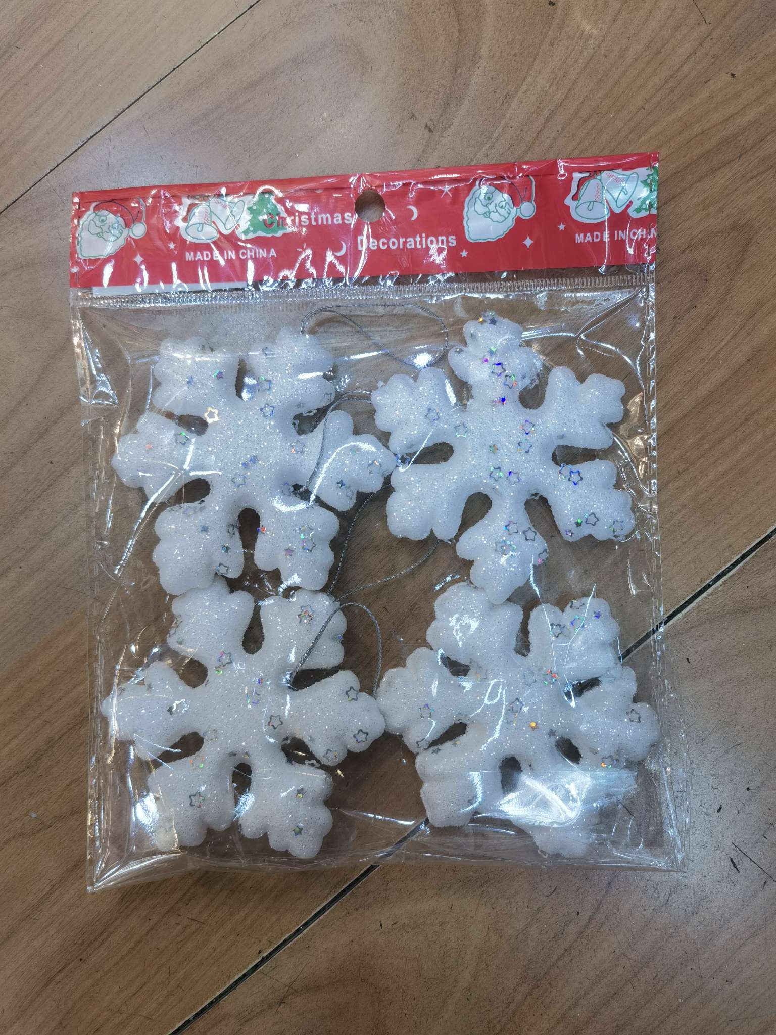 金粉圣诞用品，圣诞节日装扮，圣诞金粉雪花，4PCS