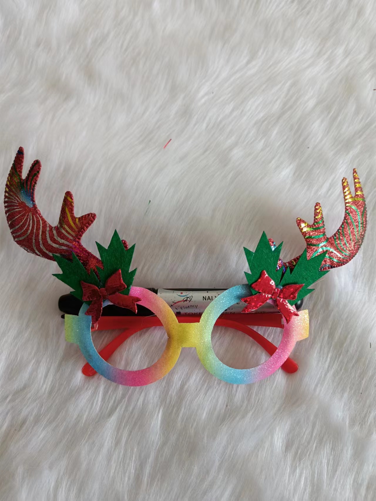 Christmas decorative glasses, Christmas antler glasses, Christmas decorative items, children's glasses, golden powder glasses, Christmas gold powder Christmas supplies, festival decorations, Christmas gifts and ornaments 9 Specification image