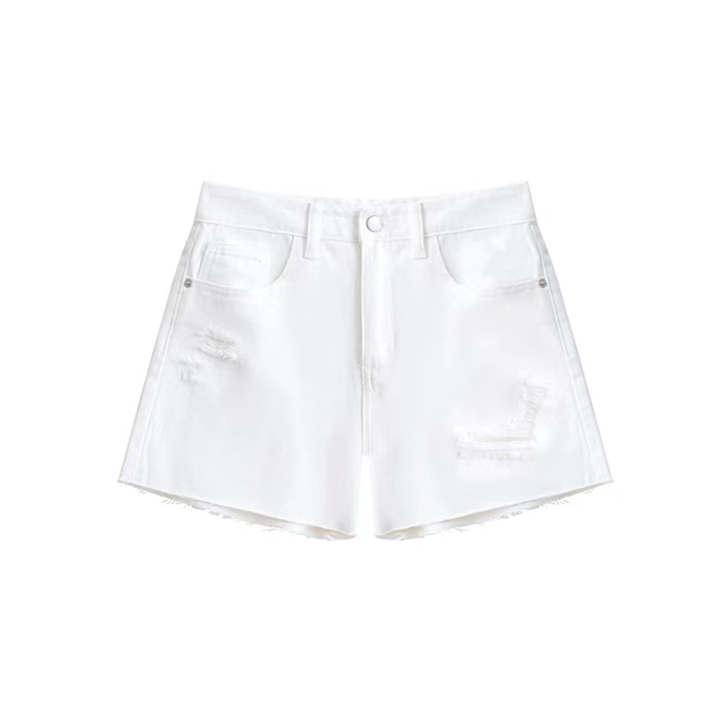 Spring And Summer New Korean Version Of Broken Denim Shorts Women's Loose Raw Edge All Match Thin Network Red Holes