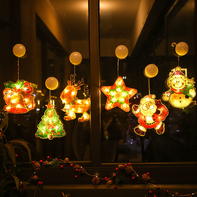 跨境货源led圣诞老人装饰灯卡通橱窗氛围彩灯批发圣诞节吸盘灯产品图