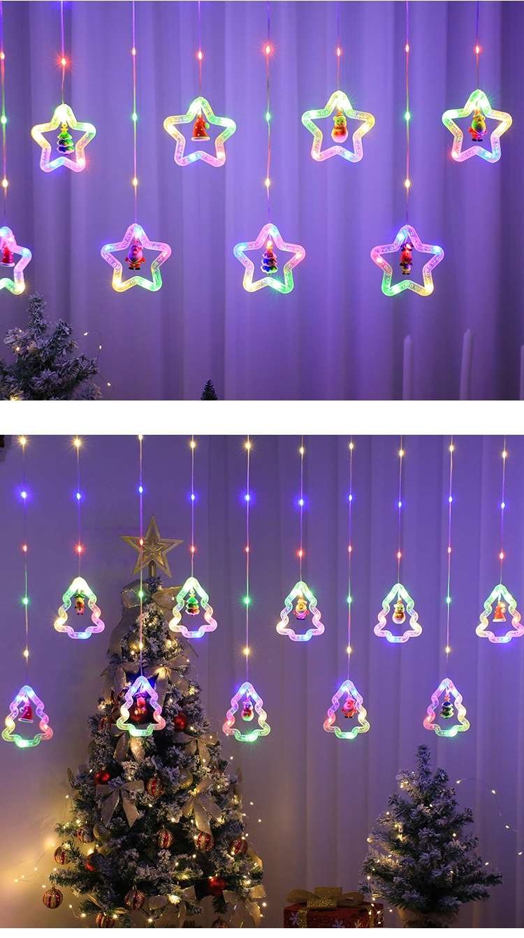 跨境圣诞圆环窗帘灯皮线创意挂件led灯串节日卧室氛围圣诞窗帘灯详情图9