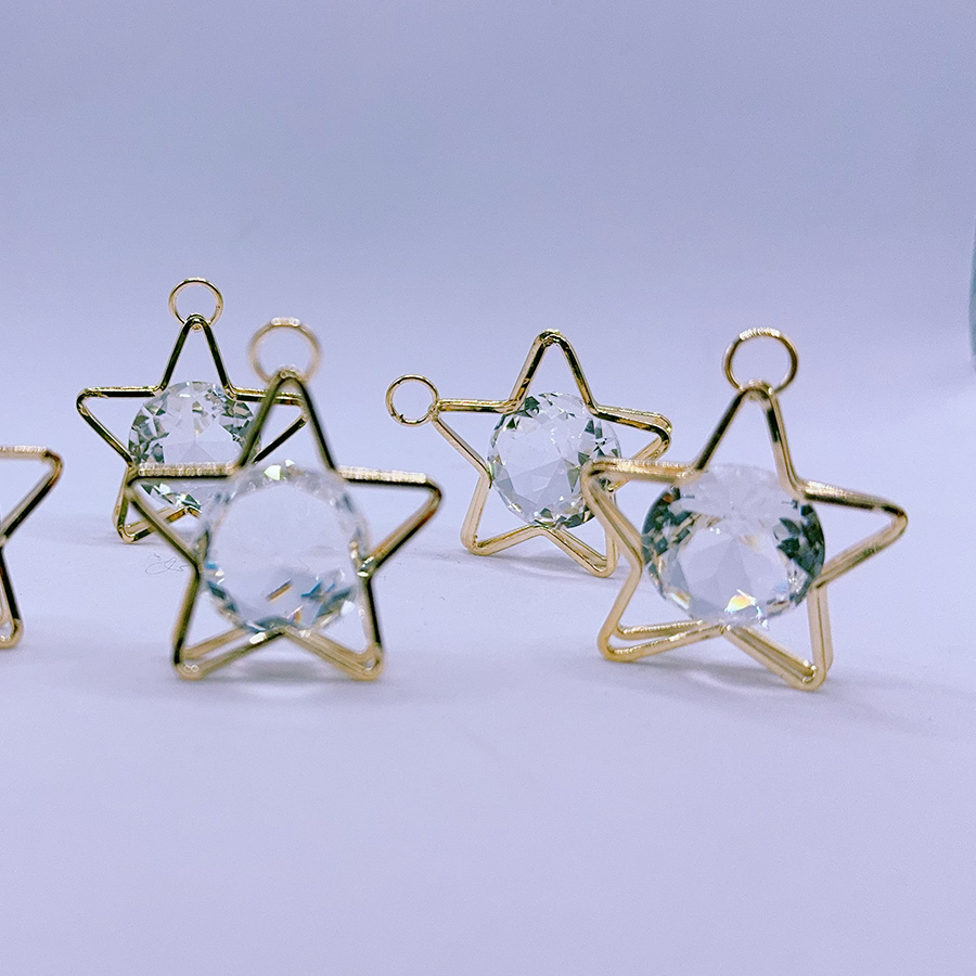 DIY metal five-pointed star glass drill schoolbag, mobile phone chain, plush small pendant, hanging accessory design, best-selling hanging accessory Specification image