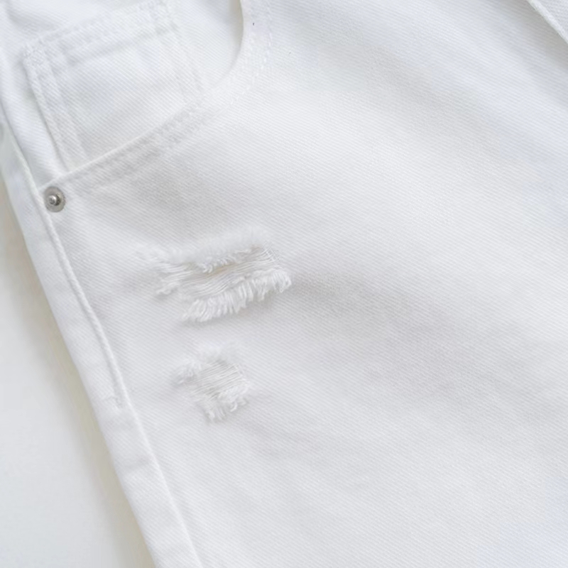 Spring And Summer New Korean Version Of Broken Denim Shorts Women's Loose Raw Edge All Match Thin Network Red Holes Specification drawing