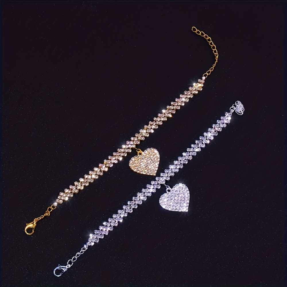 Amazon's best-selling trendy beach diamond-encrusted diamond-shaped anklets and fashionable water diamond heart-shaped pendant foot accessories details Picture