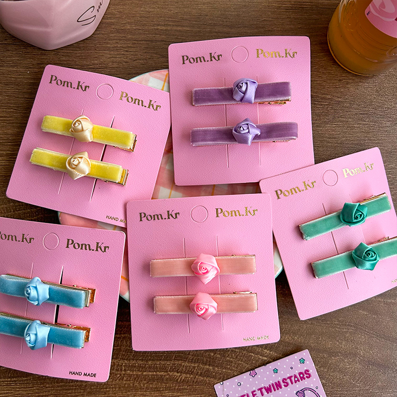 New cute rose velvet hair clips for children, fashionable and versatile one-piece clips, side bangs, short hair clips and hair accessories