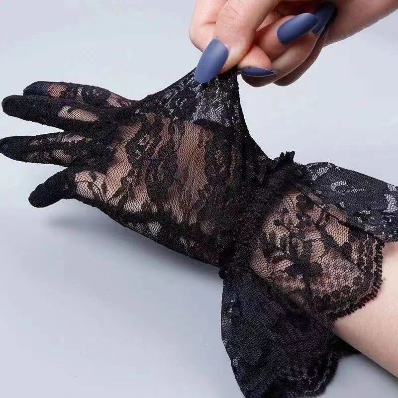 蕾丝网纱婚庆婚礼结婚新娘手套轻薄透气四季可戴宫廷风复古大花边派对活动日常戴防晒遮伤疤详情8