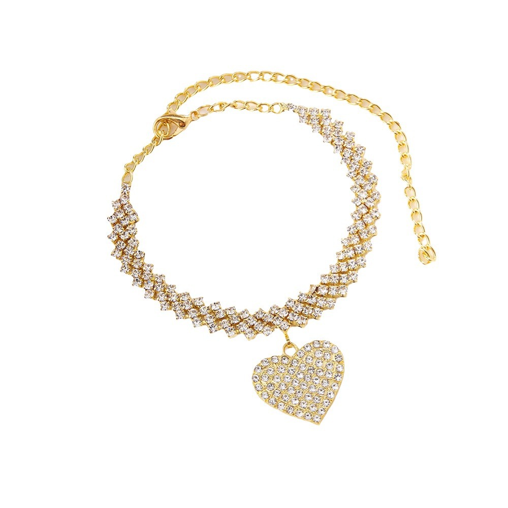 Amazon's best-selling trendy beach diamond-encrusted diamond-shaped anklets and fashionable water diamond heart-shaped pendant foot accessories detail image 3