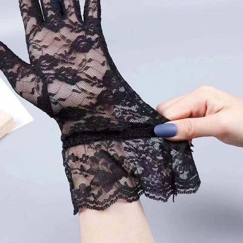 蕾丝网纱婚庆婚礼结婚新娘手套轻薄透气四季可戴宫廷风复古大花边派对活动日常戴防晒遮伤疤详情9