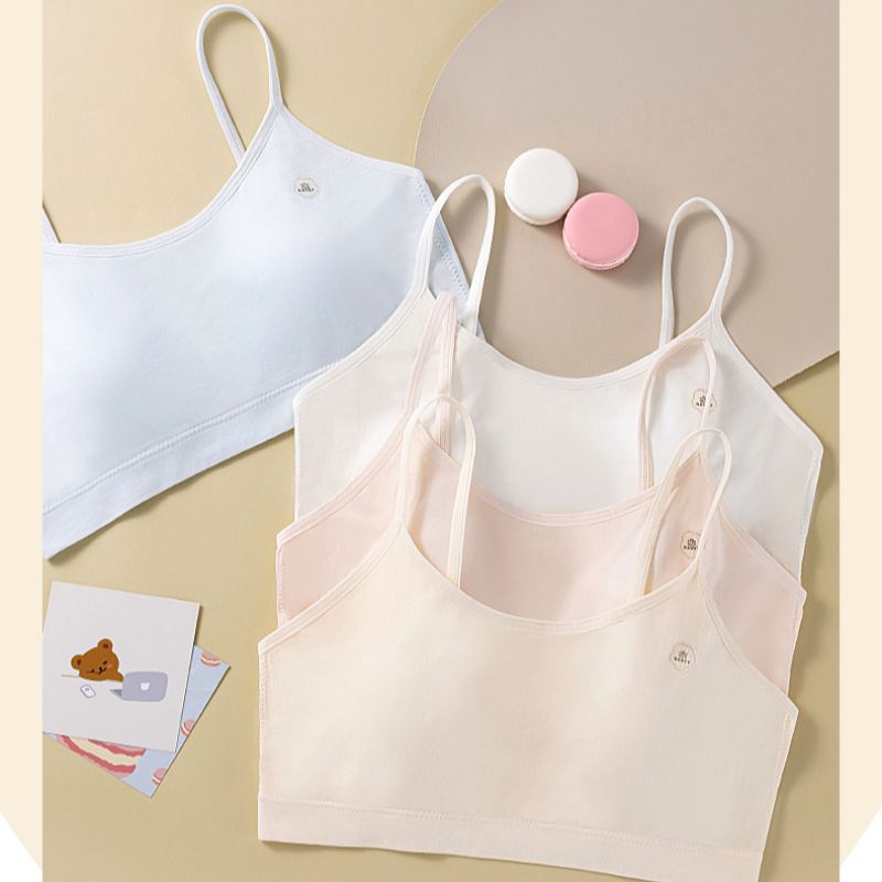 Girly Comfort Breathable and traceless U back fixed mesh breathable cup Growth period no underwire naked girly vest full figure