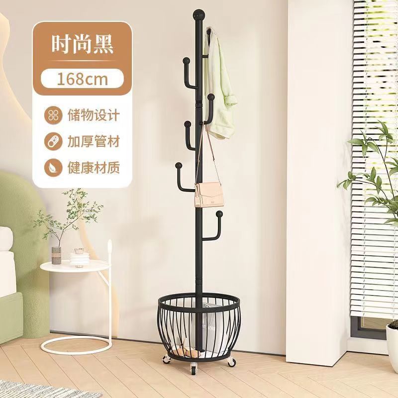 Rain standing coat rack, floor-standing bedroom clothes hanger, modern standing popular clothes rack, home living room hanging bag details Picture