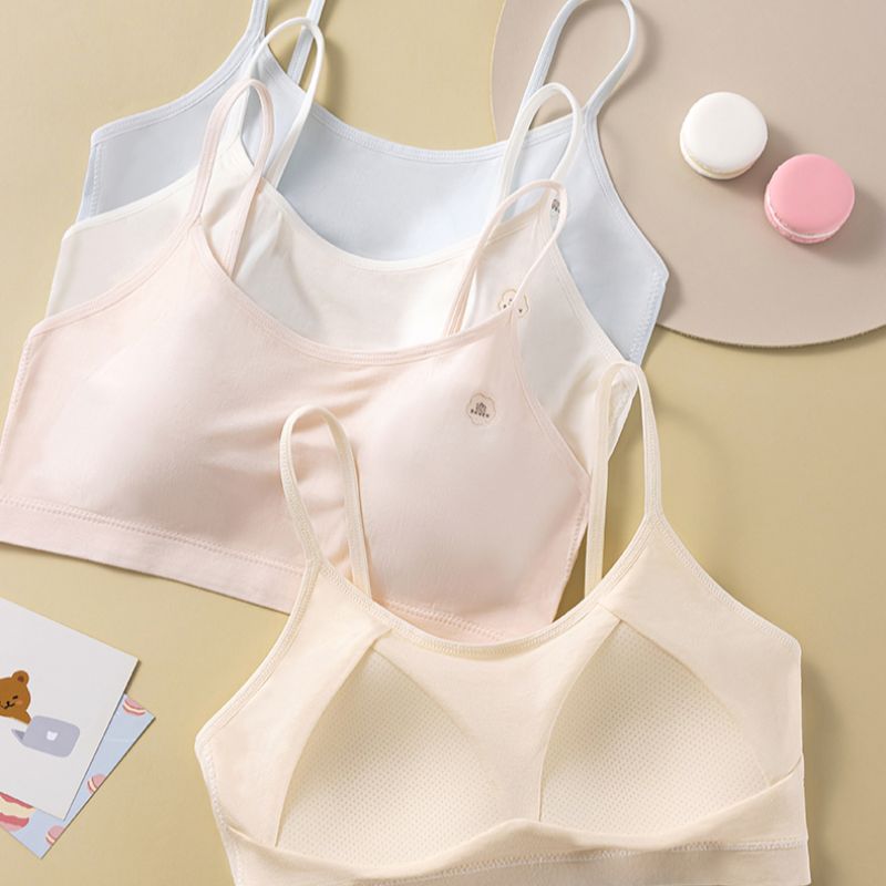 Girly Comfort Breathable and traceless U back fixed mesh breathable cup Growth period no underwire naked girly vest Item Picture