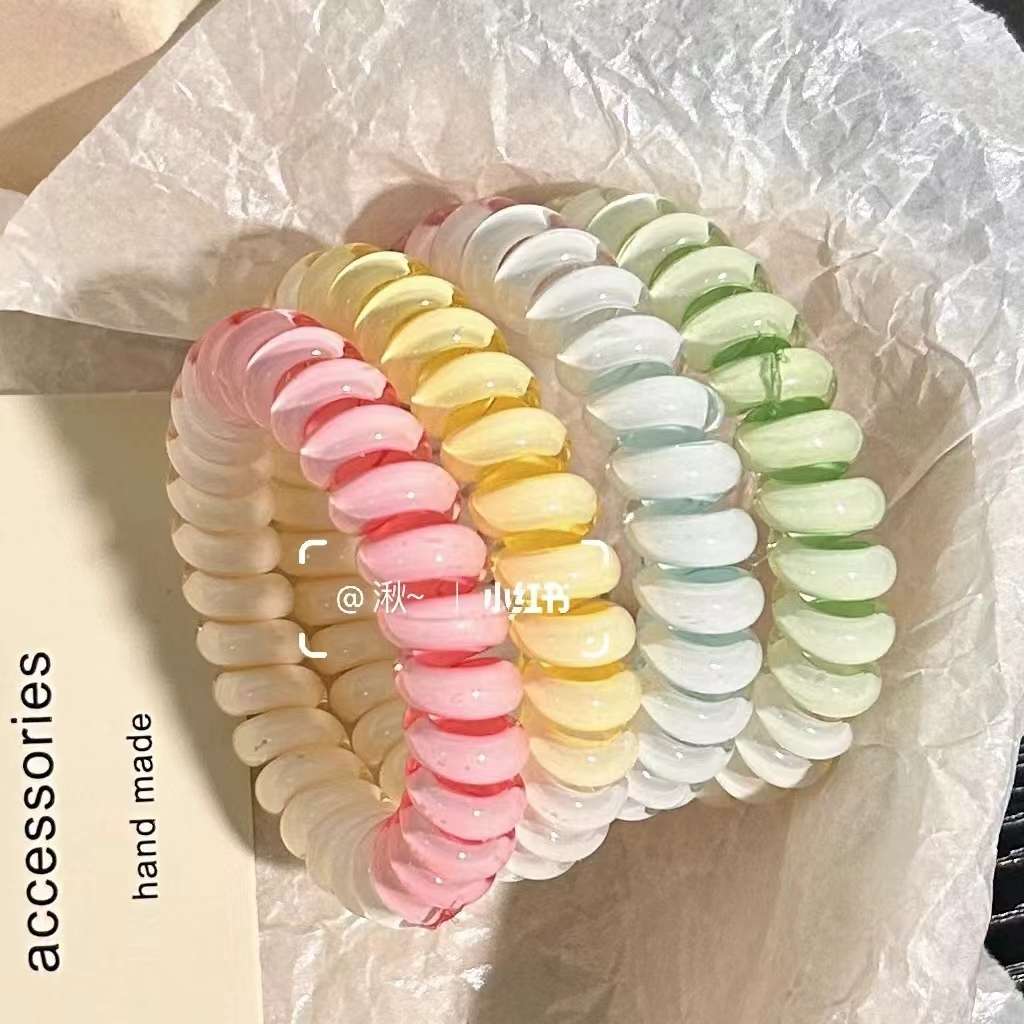 3色电话线混款高弹力加粗手环扎头发气质发饰混款混色100个一包产品图