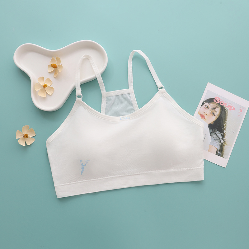 Growth underwear Female junior high school sports vest shock-proof running fixed cup I-back puberty bra details Picture