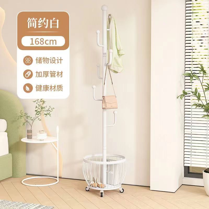 Rain standing coat rack, floor-standing bedroom clothes hanger, modern standing popular clothes rack, home living room hanging bag Specification image