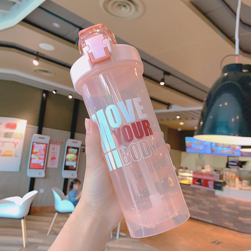 X19-24338运动吸管杯带锁扣蛋白粉摇摇杯800ml大容量运动水杯产品图