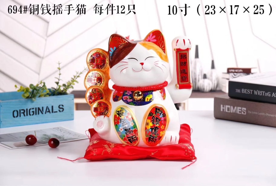 招财猫白底实物图