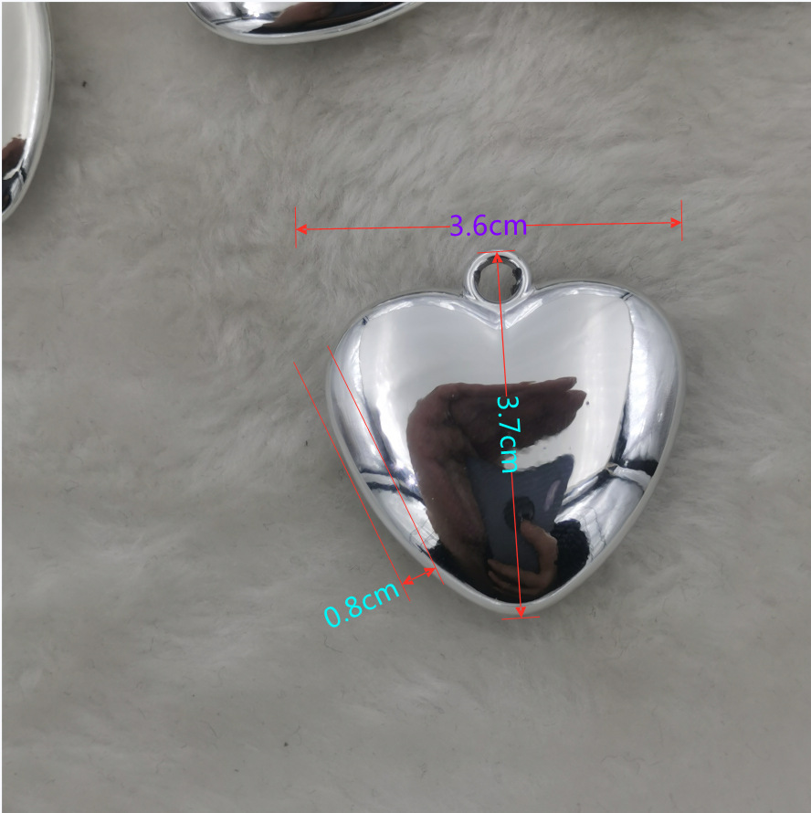 diy jewelry accessories: Plastic color-preserving glossy three-dimensional heart-shaped pendant, necklace, keychain, heart-shaped pendant detail image 2