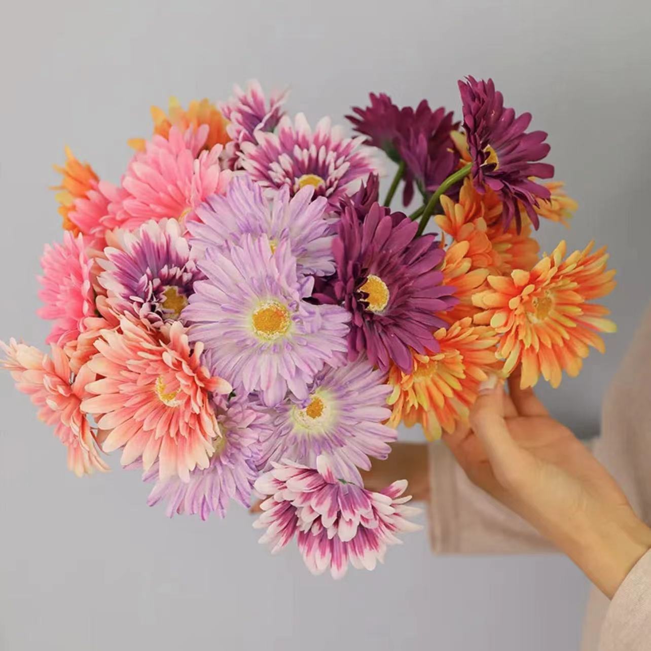 外贸仿真花弗朗菊单头花白头翁家居室内餐桌花瓶摆放摄影道具装饰人造花仿真花杆