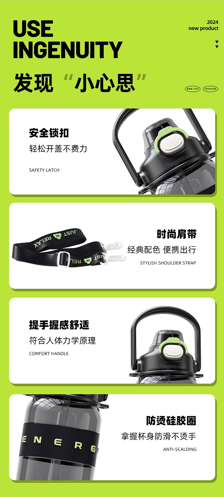 1100ML Dodge Energy Double Drinking Plastic Cup Water Bottle, large capacity water bottle pic 9