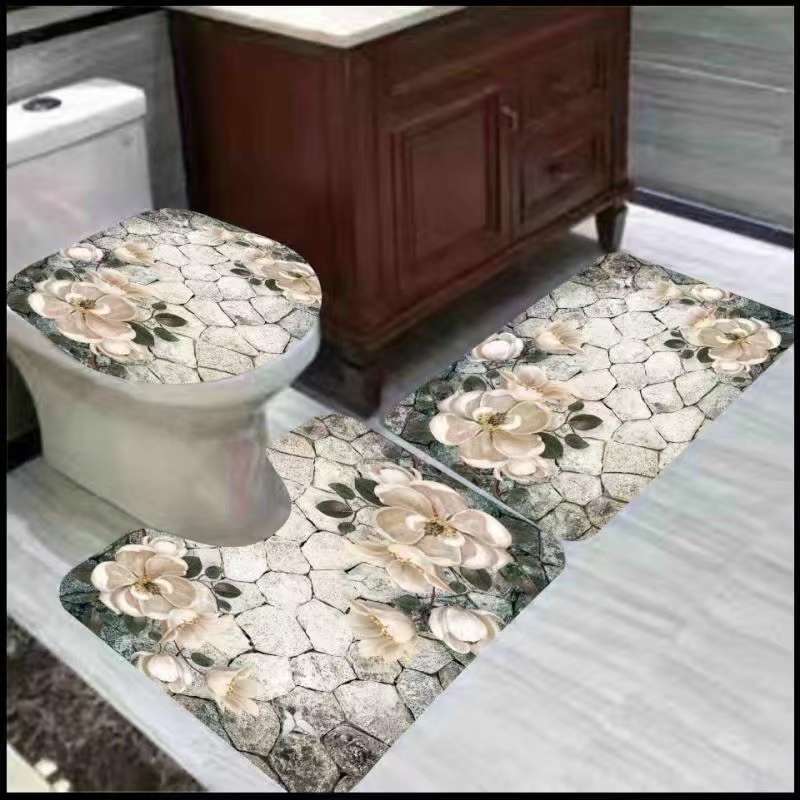 INS geometric floor mat, bathroom, water-absorbing door mat, anti-slip mat, carpet, door mat, printed two-piece set, entrance door mat, carpet, floor mat Item Picture