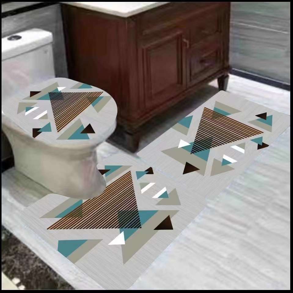 INS geometric floor mat, bathroom, water-absorbing door mat, anti-slip mat, carpet, door mat, printed two-piece set, entrance door mat, carpet, floor mat details Picture