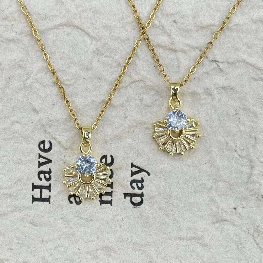 Small diamond copper pendant