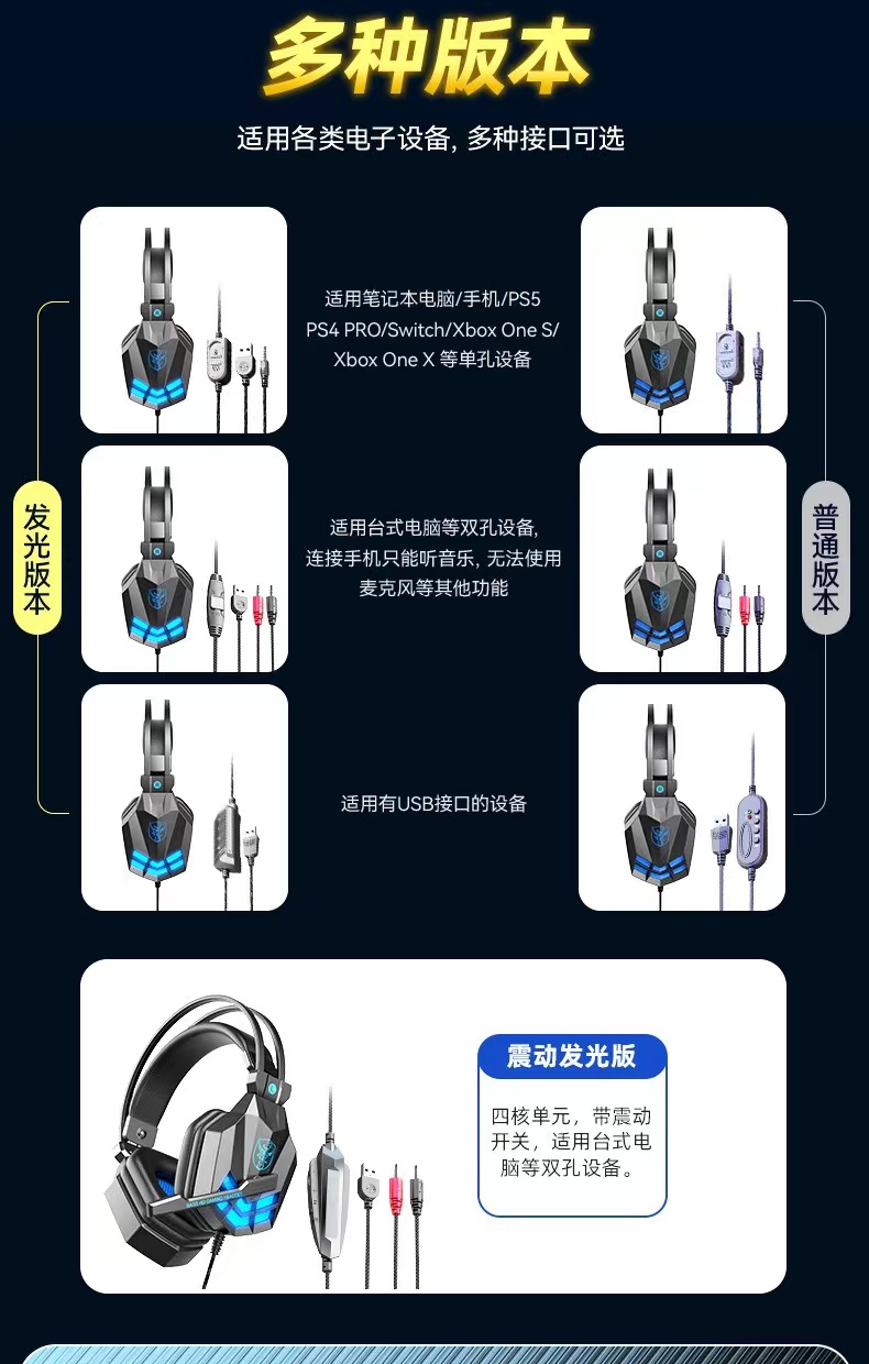 SY850MV台式机笔记本电脑耳机有线电竞游戏耳机头戴式耳麦工厂批详情15